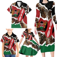 Kenya Grunge Family Matching Long Sleeve Bodycon Dress and Hawaiian Shirt Mix Animal Skin Pattern - Wonder Print Shop