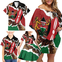 Kenya Grunge Family Matching Off Shoulder Short Dress and Hawaiian Shirt Mix Animal Skin Pattern - Wonder Print Shop