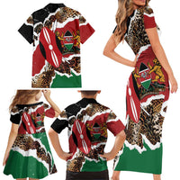 Kenya Grunge Family Matching Short Sleeve Bodycon Dress and Hawaiian Shirt Mix Animal Skin Pattern - Wonder Print Shop