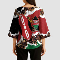 Kenya Grunge Kimono Sleeve Blouse Mix Animal Skin Pattern - Wonder Print Shop