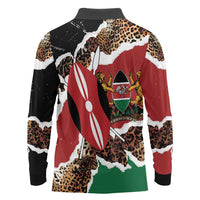 Kenya Grunge Long Sleeve Polo Shirt Mix Animal Skin Pattern - Wonder Print Shop