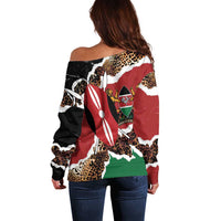 Kenya Grunge Off Shoulder Sweater Mix Animal Skin Pattern - Wonder Print Shop