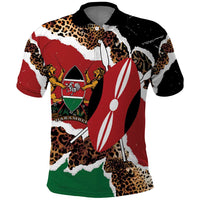Kenya Grunge Polo Shirt Mix Animal Skin Pattern - Wonder Print Shop