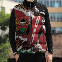 Kenya Grunge Sleeveless Puffer Jacket Mix Animal Skin Pattern - Wonder Print Shop