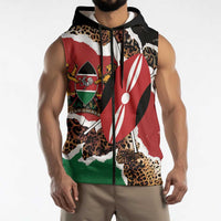 Kenya Grunge Sleeveless Zip Hoodie Mix Animal Skin Pattern - Wonder Print Shop