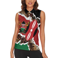 Kenya Grunge Women Sleeveless Polo Shirt Mix Animal Skin Pattern - Wonder Print Shop