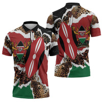 Kenya Grunge Zipper Polo Shirt Mix Animal Skin Pattern - Wonder Print Shop