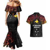 Papua New Guinea Couples Matching Mermaid Dress and Hawaiian Shirt 48th Independence Anniversary Gradient LT7 - Wonder Print Shop