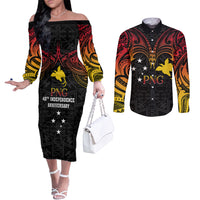papua-new-guinea-couples-matching-off-the-shoulder-long-sleeve-dress-and-long-sleeve-button-shirts-48th-independence-anniversary-gradient