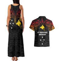 Papua New Guinea Couples Matching Tank Maxi Dress and Hawaiian Shirt 48th Independence Anniversary Gradient LT7 - Wonder Print Shop