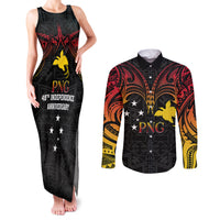 Papua New Guinea Couples Matching Tank Maxi Dress and Long Sleeve Button Shirts 48th Independence Anniversary Gradient LT7 - Wonder Print Shop