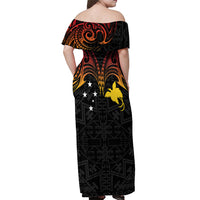 Papua New Guinea Off Shoulder Maxi Dress 48th Independence Anniversary Gradient - Wonder Print Shop