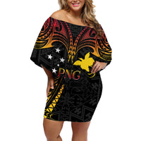 Papua New Guinea Off Shoulder Short Dress 48th Independence Anniversary Gradient - Wonder Print Shop
