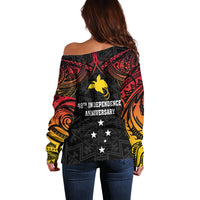Papua New Guinea Off Shoulder Sweater 48th Independence Anniversary Gradient - Wonder Print Shop