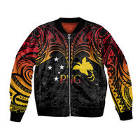 Papua New Guinea Sleeve Zip Bomber Jacket 48th Independence Anniversary Gradient - Wonder Print Shop