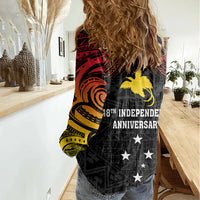 Papua New Guinea Women Casual Shirt 48th Independence Anniversary Gradient - Wonder Print Shop