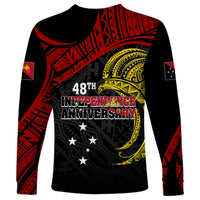 Papua New Guinea Long Sleeve Shirt 48th Independence Anniversary Bird-of-Paradise Tribal Art - Wonder Print Shop