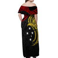 Papua New Guinea Off Shoulder Maxi Dress 48th Independence Anniversary Bird-of-Paradise Tribal Art - Wonder Print Shop