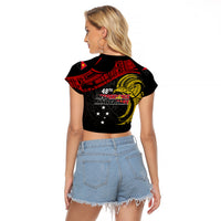 Papua New Guinea Raglan Cropped T Shirt 48th Independence Anniversary Bird-of-Paradise Tribal Art - Wonder Print Shop