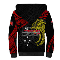 Papua New Guinea Sherpa Hoodie 48th Independence Anniversary Bird-of-Paradise Tribal Art - Wonder Print Shop