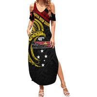 Papua New Guinea Summer Maxi Dress 48th Independence Anniversary Bird-of-Paradise Tribal Art - Wonder Print Shop