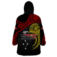 Papua New Guinea Wearable Blanket Hoodie 48th Independence Anniversary Bird-of-Paradise Tribal Art - Wonder Print Shop
