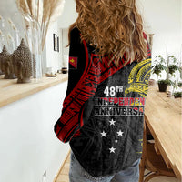 Papua New Guinea Women Casual Shirt 48th Independence Anniversary Bird-of-Paradise Tribal Art - Wonder Print Shop