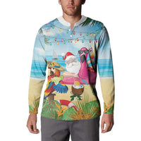 Have Yourself A Beachy Little Christmas Button Sweatshirt with Santa Chilling - Wonder Print Shop