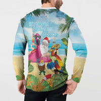 Have Yourself A Beachy Little Christmas Button Sweatshirt with Santa Chilling - Wonder Print Shop