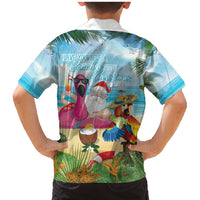 Have Yourself A Beachy Little Christmas Family Matching Mermaid Dress and Hawaiian Shirt with Santa Chilling - Wonder Print Shop