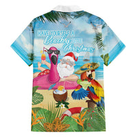 Have Yourself A Beachy Little Christmas Family Matching Off The Shoulder Long Sleeve Dress and Hawaiian Shirt with Santa Chilling - Wonder Print Shop