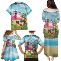 Have Yourself A Beachy Little Christmas Family Matching Puletasi and Hawaiian Shirt with Santa Chilling - Wonder Print Shop