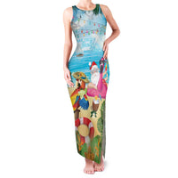 Have Yourself A Beachy Little Christmas Family Matching Tank Maxi Dress and Hawaiian Shirt with Santa Chilling - Wonder Print Shop
