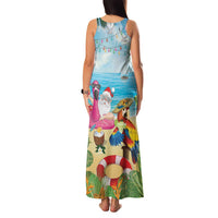 Have Yourself A Beachy Little Christmas Family Matching Tank Maxi Dress and Hawaiian Shirt with Santa Chilling - Wonder Print Shop