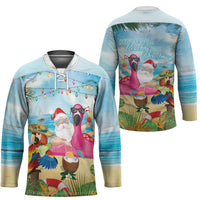 Have Yourself A Beachy Little Christmas Hockey Jersey with Santa Chilling - Wonder Print Shop