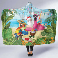 Have Yourself A Beachy Little Christmas Hooded Blanket with Santa Chilling - Wonder Print Shop