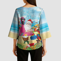 Have Yourself A Beachy Little Christmas Kimono Sleeve Blouse with Santa Chilling - Wonder Print Shop