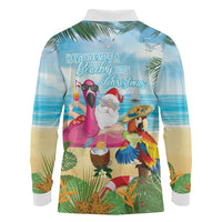 Have Yourself A Beachy Little Christmas Long Sleeve Polo Shirt with Santa Chilling - Wonder Print Shop
