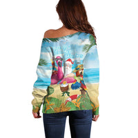 Have Yourself A Beachy Little Christmas Off Shoulder Sweater with Santa Chilling - Wonder Print Shop