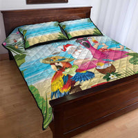 Have Yourself A Beachy Little Christmas Quilt Bed Set with Santa Chilling - Wonder Print Shop