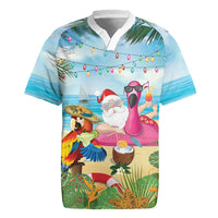 Have Yourself A Beachy Little Christmas Rugby Jersey with Santa Chilling - Wonder Print Shop