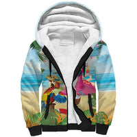 Have Yourself A Beachy Little Christmas Sherpa Hoodie with Santa Chilling - Wonder Print Shop