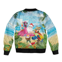 Have Yourself A Beachy Little Christmas Sleeve Zip Bomber Jacket with Santa Chilling - Wonder Print Shop