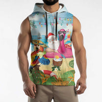 Have Yourself A Beachy Little Christmas Sleeveless Hoodie with Santa Chilling - Wonder Print Shop