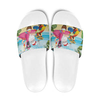 Have Yourself A Beachy Little Christmas Slide Sandals with Santa Chilling - Wonder Print Shop