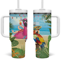 Have Yourself A Beachy Little Christmas Tumbler With Handle with Santa Chilling - Wonder Print Shop