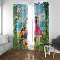 Have Yourself A Beachy Little Christmas Window Curtain with Santa Chilling - Wonder Print Shop