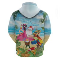 Have Yourself A Beachy Little Christmas Zip Hoodie with Santa Chilling - Wonder Print Shop