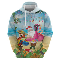Have Yourself A Beachy Little Christmas Zip Hoodie with Santa Chilling - Wonder Print Shop