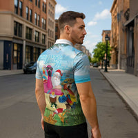 Have Yourself A Beachy Little Christmas Zipper Polo Shirt with Santa Chilling - Wonder Print Shop